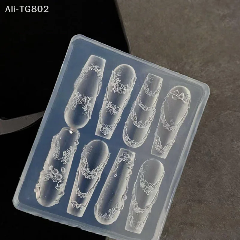 실리콘 3D 네일 아트 리본 몰드 달콤한 나비 장미 꽃 디자인 매니큐어 템플릿 DIY 네일 장식