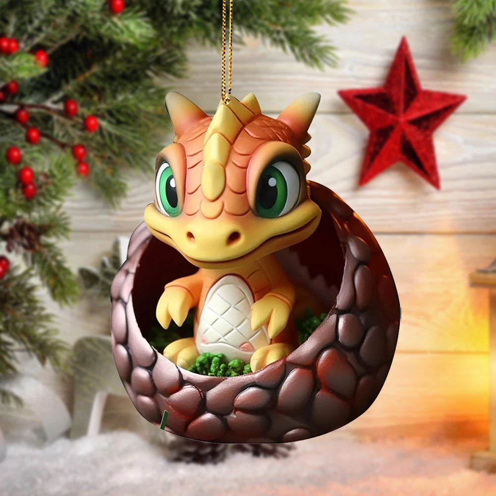 Christmas Dragon Pendant Novelty Dragon Egg Tree Pendant Cute Dragon Egg Decoration Acrylic for Home and Car Decoration