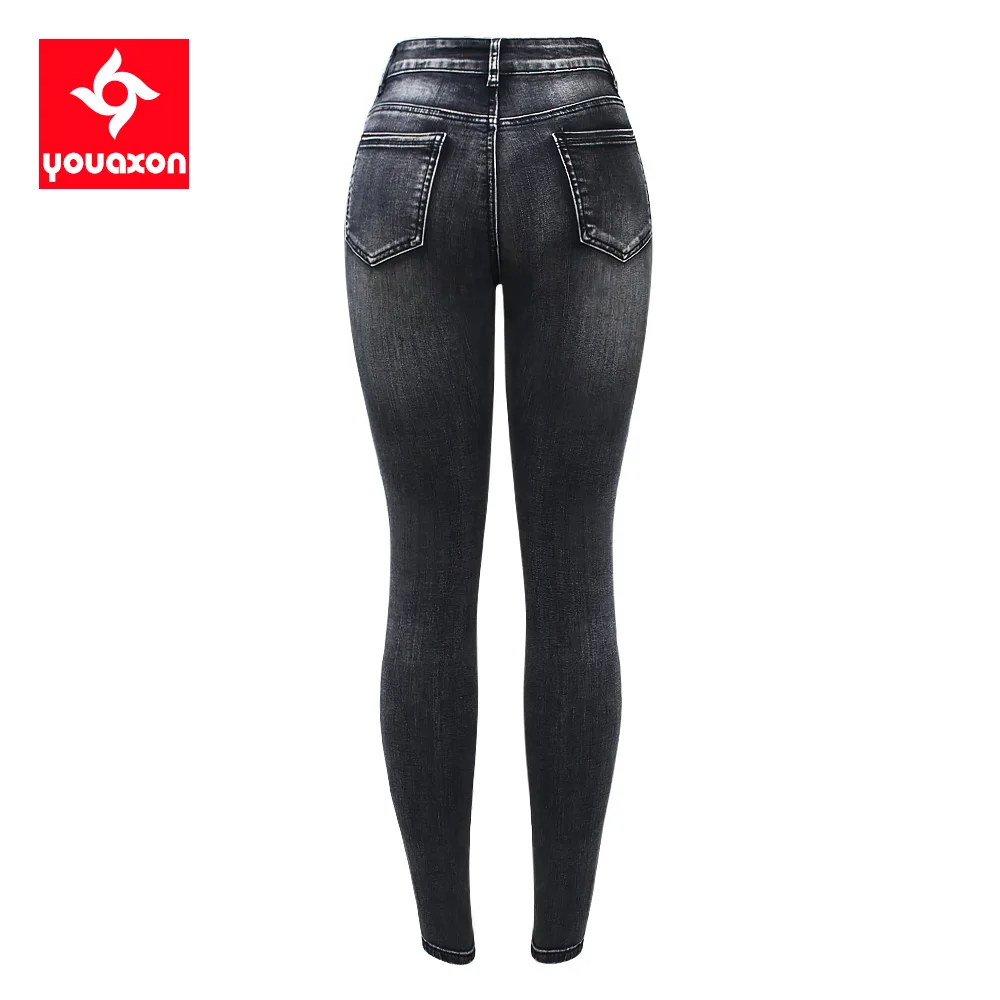 Motorcycle Biker Zip Jeans Women 