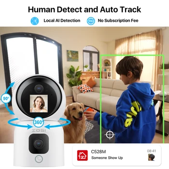 ZOSI C528 6MP/4MP HD Dual-Lens Indoor WiFi Security Camera Plug-in 360° Views Pan/Tilt Home Surveillance Baby/Pet Dog Monitor 5