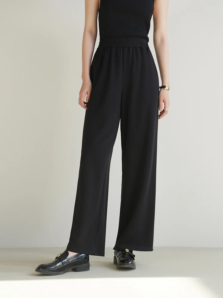 DUSHU Double Style Pendant Casual Straight Tube Cloud Pants 2024 Spring New High Waisted Slimming Pants 24DS81230+24DS81252