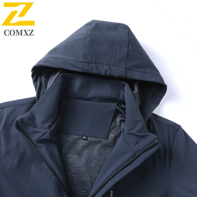 Spring Autumn Men's Jacket Outdoor Leisure Detachable Hat Windproof Windbreaker Camping Sports Breathable Wear Resistant Coat