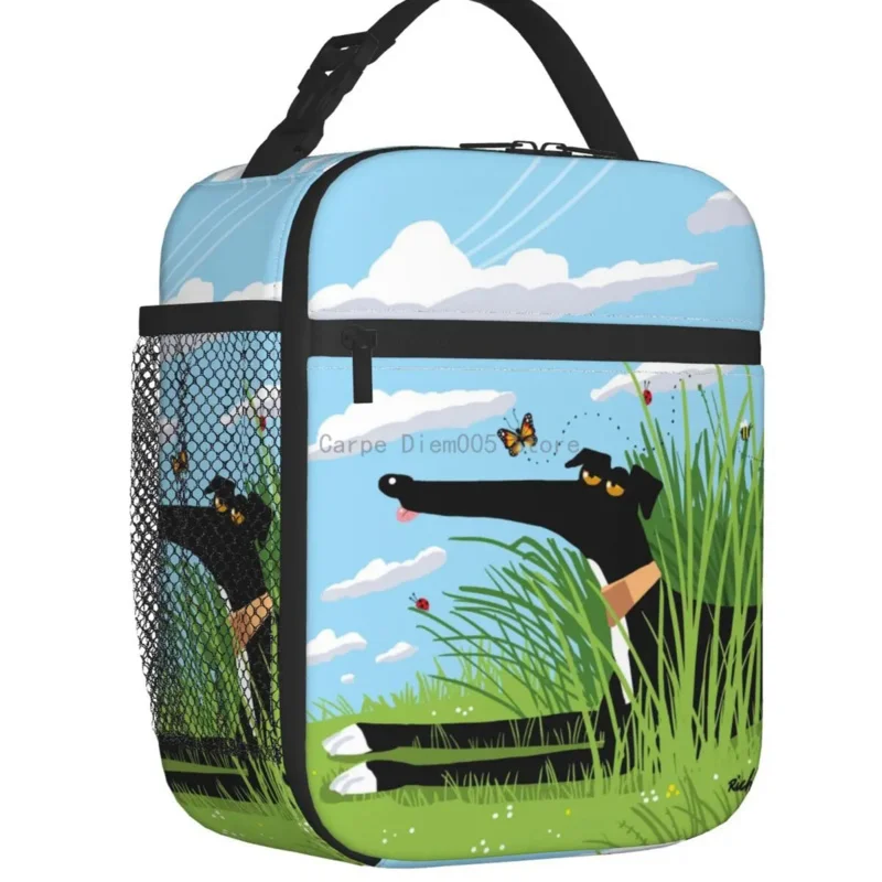 

Greyhound Whippet Dog Insulated Lunch Bag for Women Portable Cartoon Sighthound Pattern Cooler Thermal Bento Box Picnic Travel