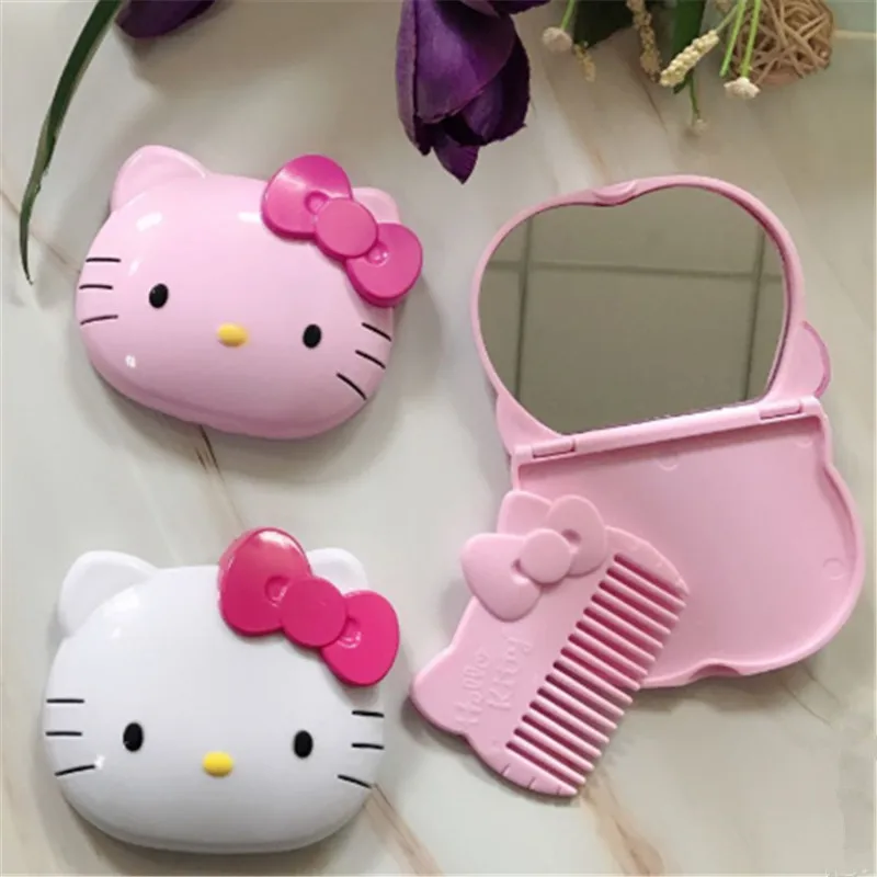 Kawaii Sanrioed Accessories Hello Kittys Cartoon Cute Mirror Makeup