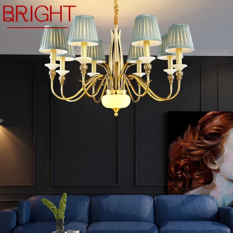 

BRIGHT American Brass Pendent Lamp Luxurious Living Room Restaurant Bedroom Retro Hotel Villa Chandelier