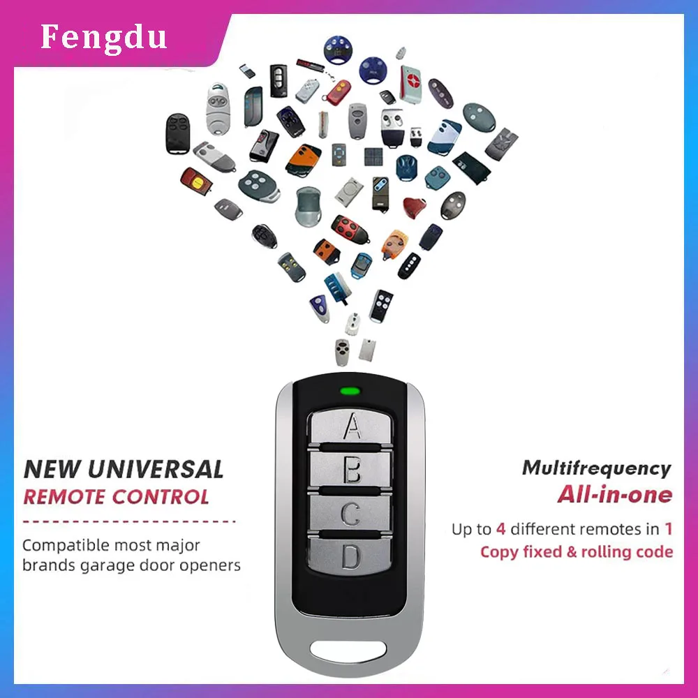 

Universal Multifrequency Garage Remote Electronic Gate Control 280-868MHZ 4 in 1 Gate Key Fob Command Hand Transmitter