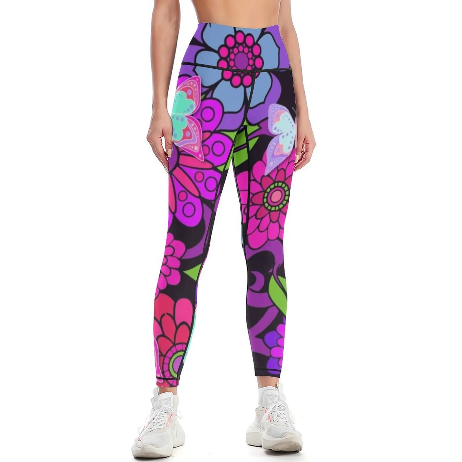 FunkyRetroandButterfliesArtLeggingsClothingfitnessWomen