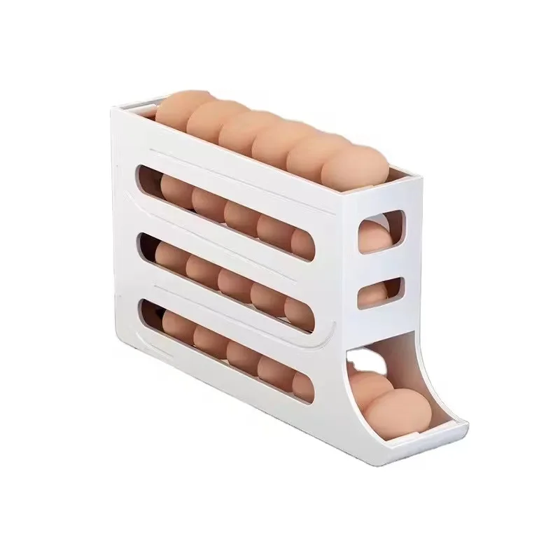 Egg Storage Box 4 Layers Automatic Rolling Holder Rack Fridge