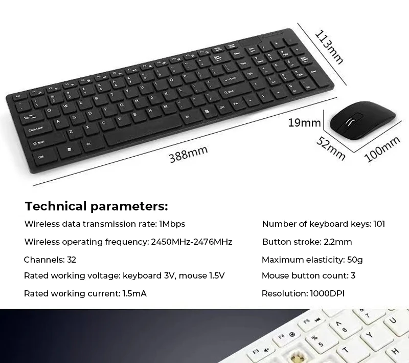 Ultra-Thin Wireless Keyboard and Mouse Set