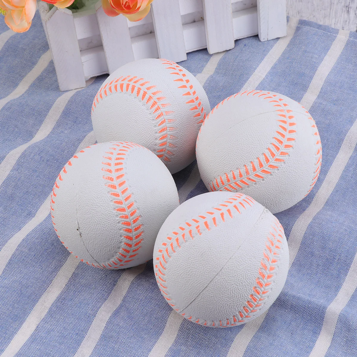 5 Pcs White Rubber Sports Baseball Training Ball Kids Toy Bounce Balls Softball Batting Game Activity Student Sport