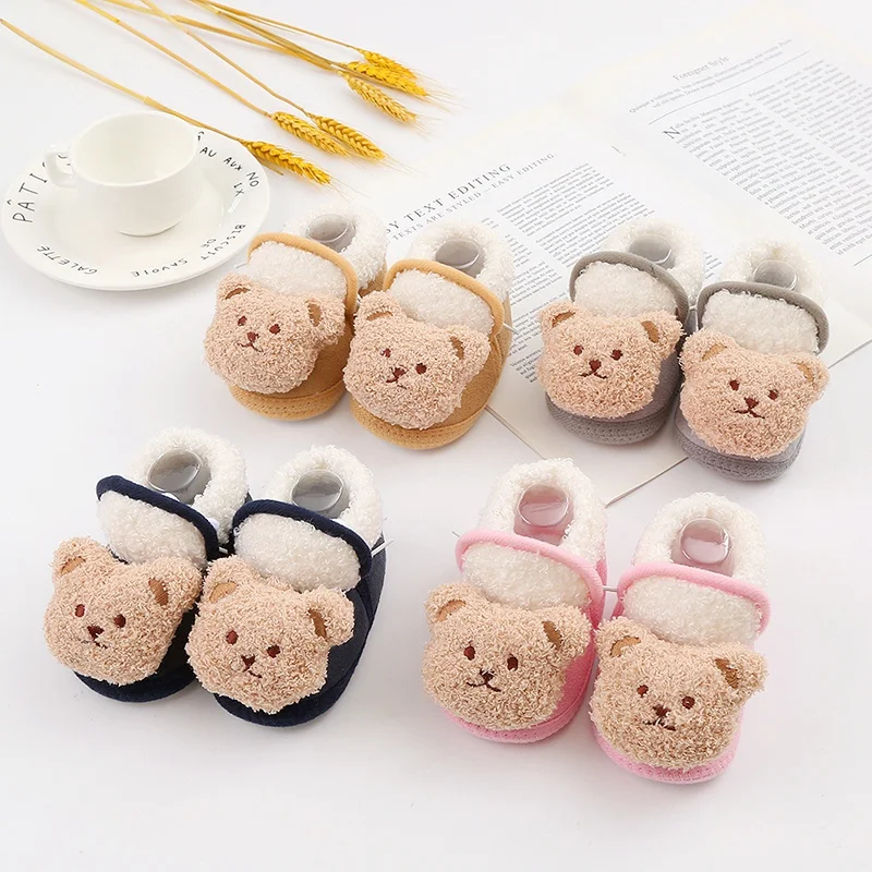 Autumn Winter Baby Shoes Boy Girl Booties Warm Cartoon Bear Toddler Prewalkers Cotton Soft Anti-slip Infant Newborn Crib Shoes 1