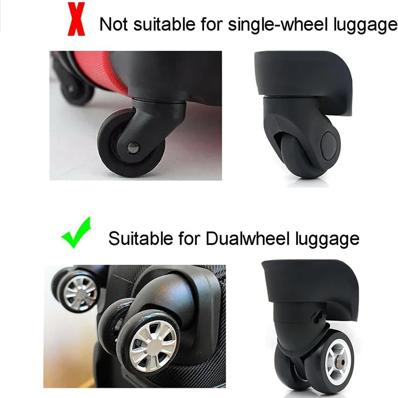 8-Piece Silicone Luggage Wheel Protectors - Noise-Reducing Caster Covers