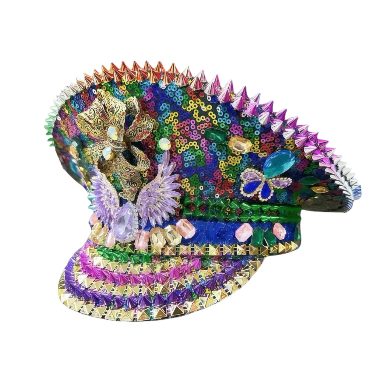 Spring Captains Hat for Men Unisex Handmade Steampunk Burning Man Mardi Gras Hat Masquerade Big save HongLuan