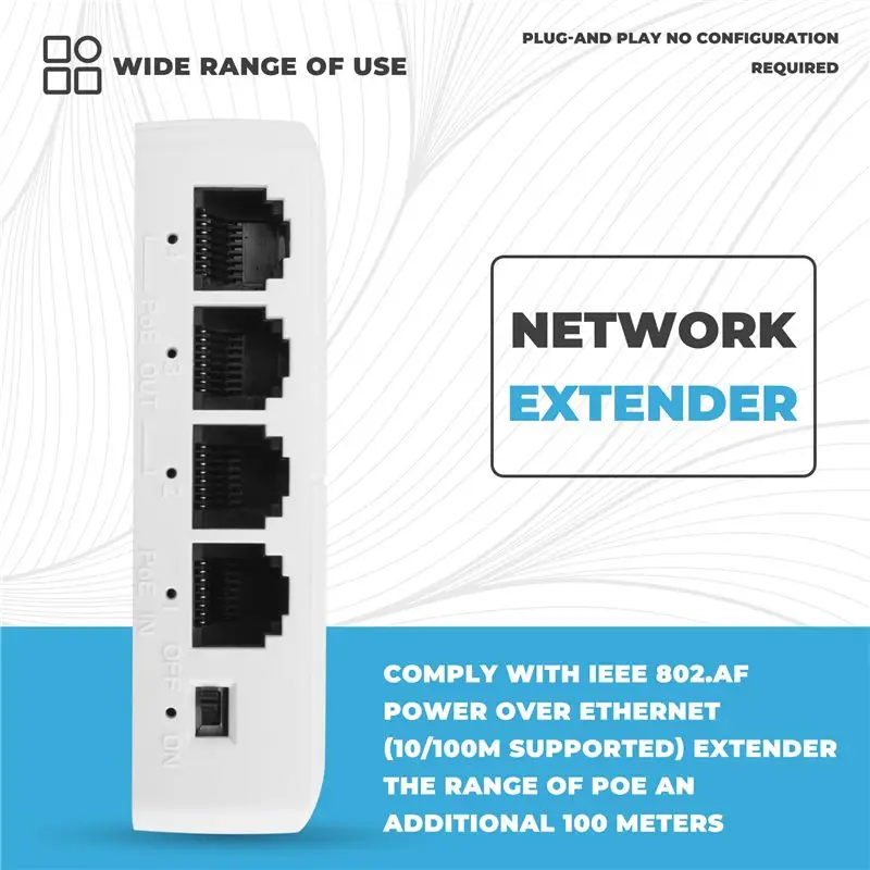 핫세일 1개 4포트 13포트 Poe 연장기 패시브 캐스케이딩 가능 IEEE802.3Af 100Mbps IP 전송 리피터 스위치 NVR IP용