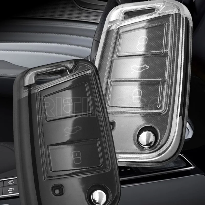 부드러운 TPU 자동차 키 케이스 VW 폭스 바겐 골프 7 MK7 Tiguan MK2 좌석 Ateca Leon FR 2 Ibiza For Skoda Octavia 용 전체 커버 Fob