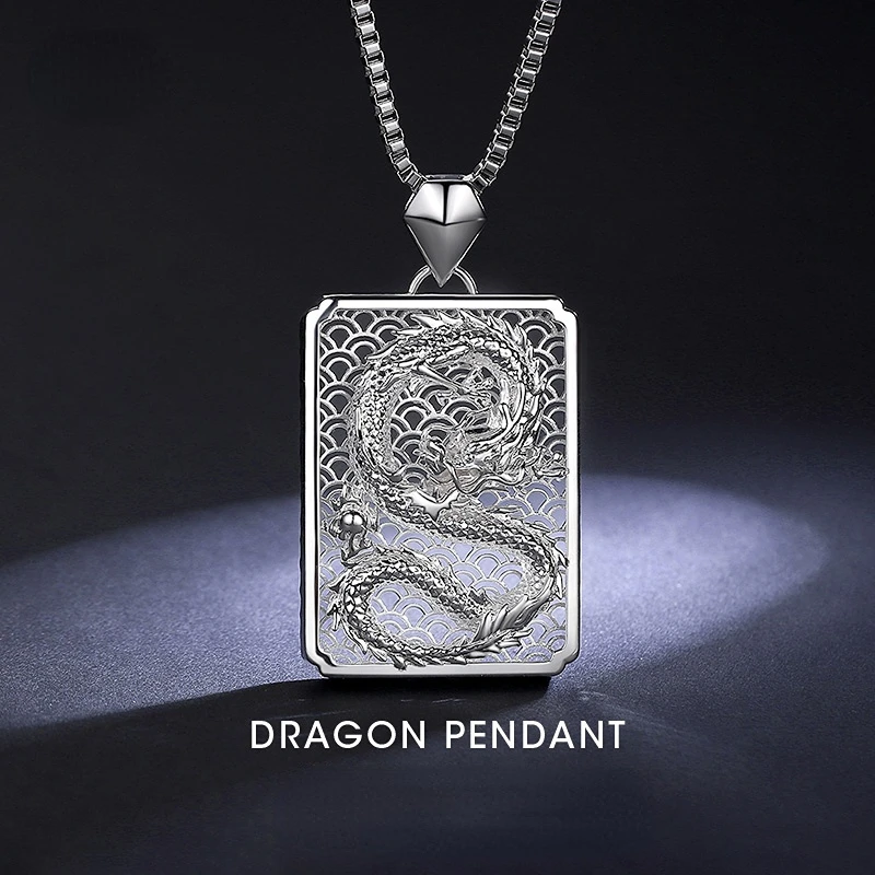 Платина ожерелье с кулоном дракона