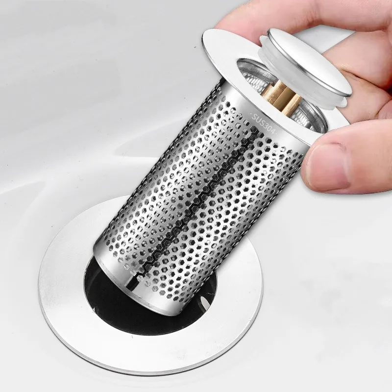 1pc Stainless Steel Pop-up Drain Filter, Hair Catcher, Shower