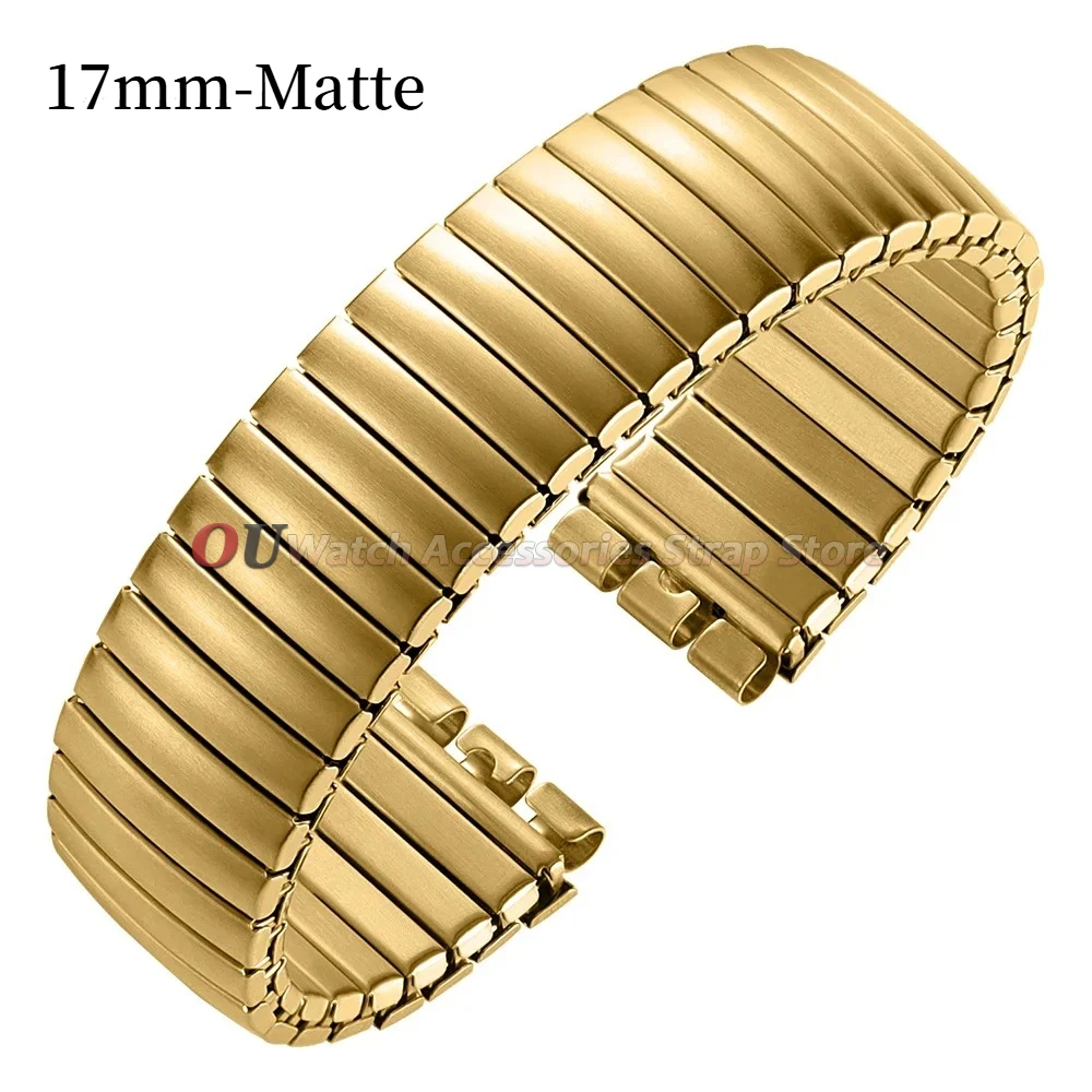 Polished Matte Elastic Stainless Steel Watch Strap - Men's Wristband Accessory