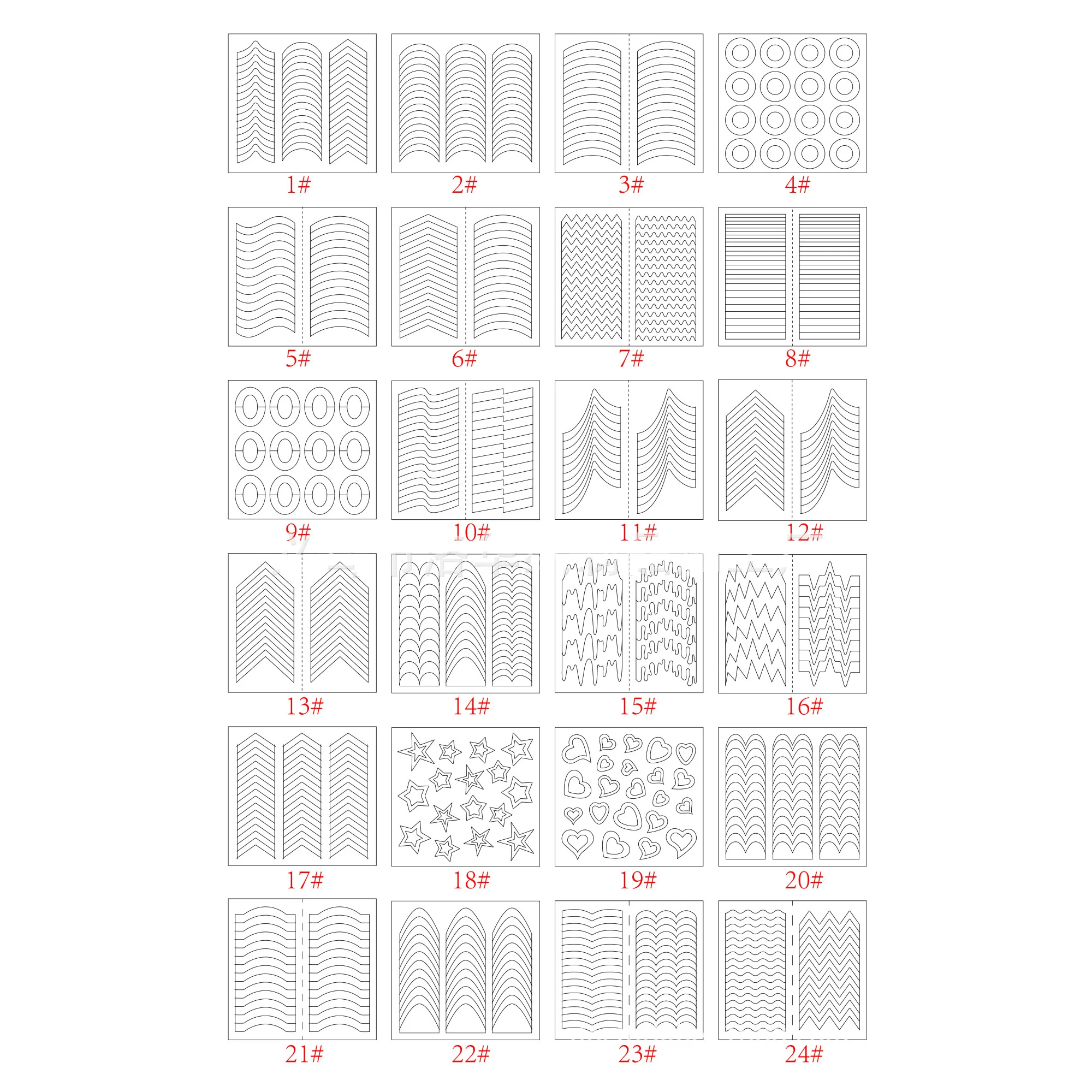 French Manicure Nail Art Designs Stickers, Self-Adhesive Nail Tips Guides for DIY Decoration Stencil Tools 3