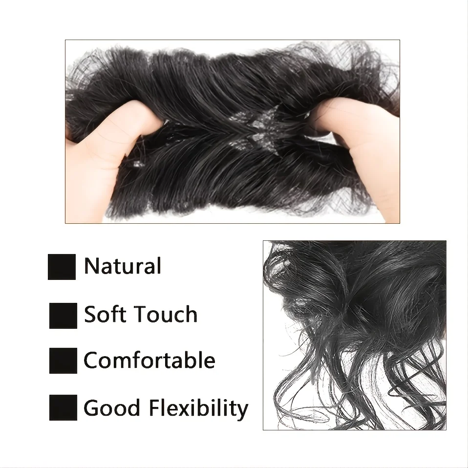 Chignon Elastico Riccio con Riflessi Biondi, Posticci Capelli Sintetici per Donne - immagine 4