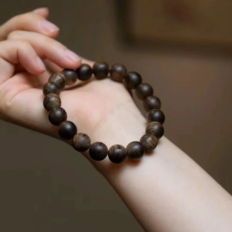 

Natural Vietnam Nha Zhuang White Kyara Agarwood Bracelet with Certificate Chess Nan Buddha Beads Pure Beaded Bracelet Men and Wo