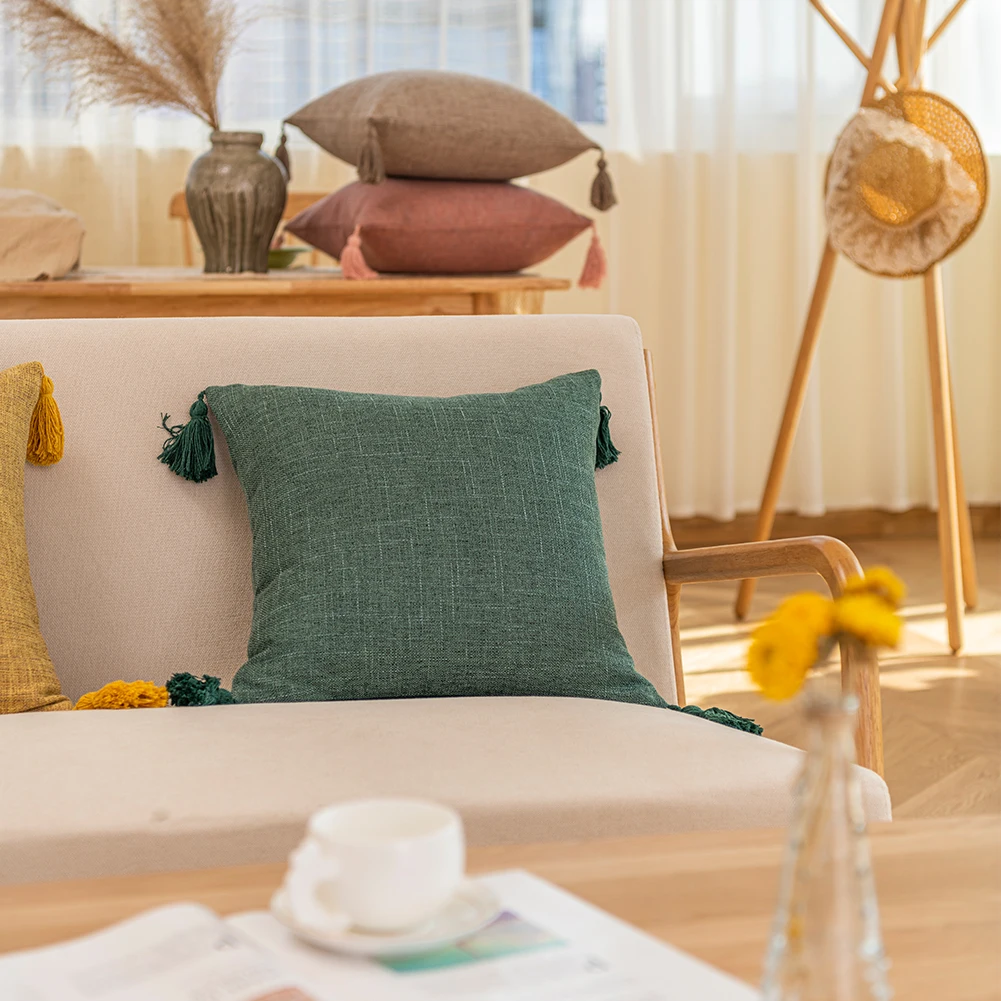 Tassel Solid Color Cushion Covers 3