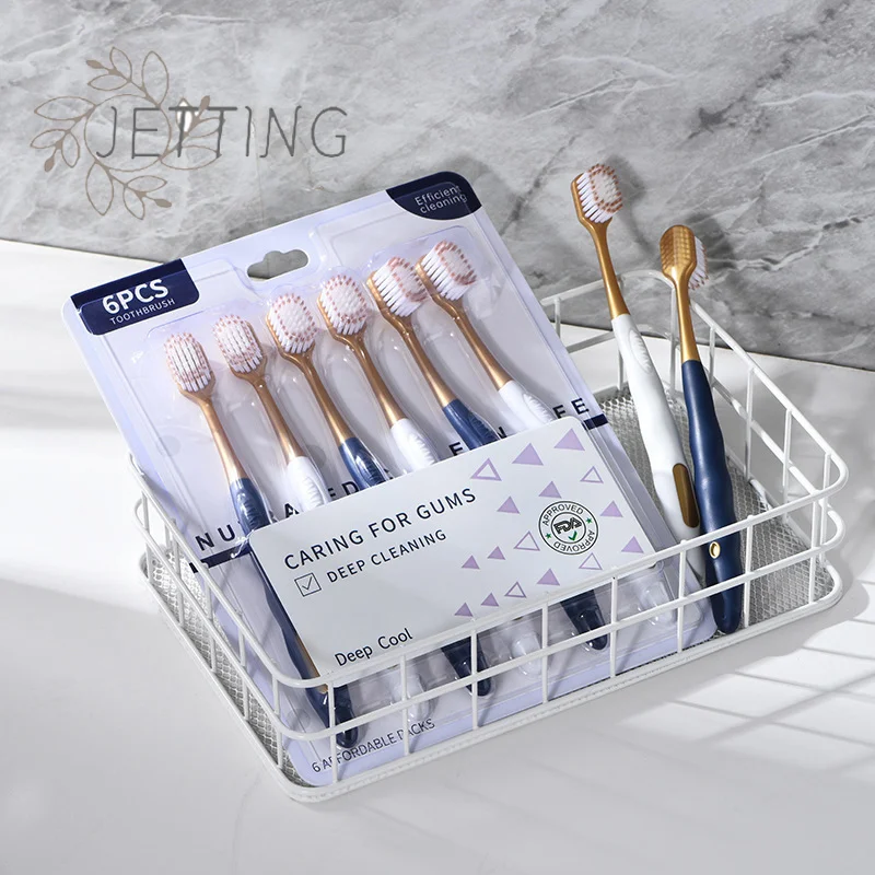 (SMTGDP11)6Pcs 와이드 헤드 소프트 롱 헤드 성인용 빅 헤드 칫솔 편안한 치아 슈퍼 소프트 구강 청소 브러쉬
