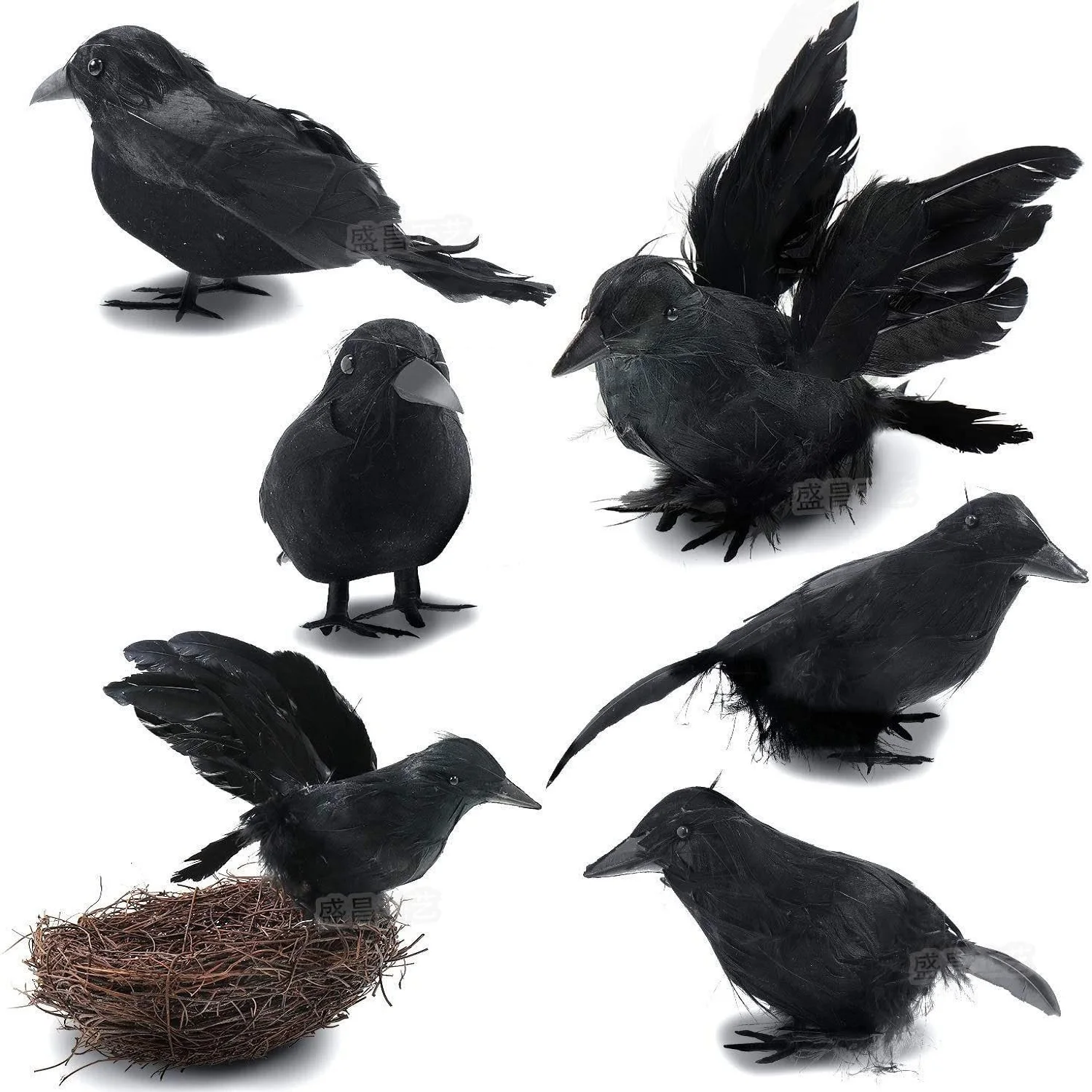 1Pc Simulazione Black Crow Animal Model Artificial Crow Black Bird Raven Prop Decorazione Spaventosa Festa Regalo Di Compleanno Per Bambini