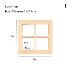 Charming DIY Miniature Dollhouse Wooden Frame Window with Glass Plate (1)