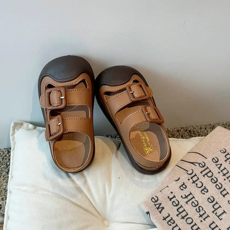 Fashion Solid Kid Sandals Summer New Versatile Anti Slip Soft Bottom Girl Boy Beach Sandal Kindergarten Anti Kick Sandals