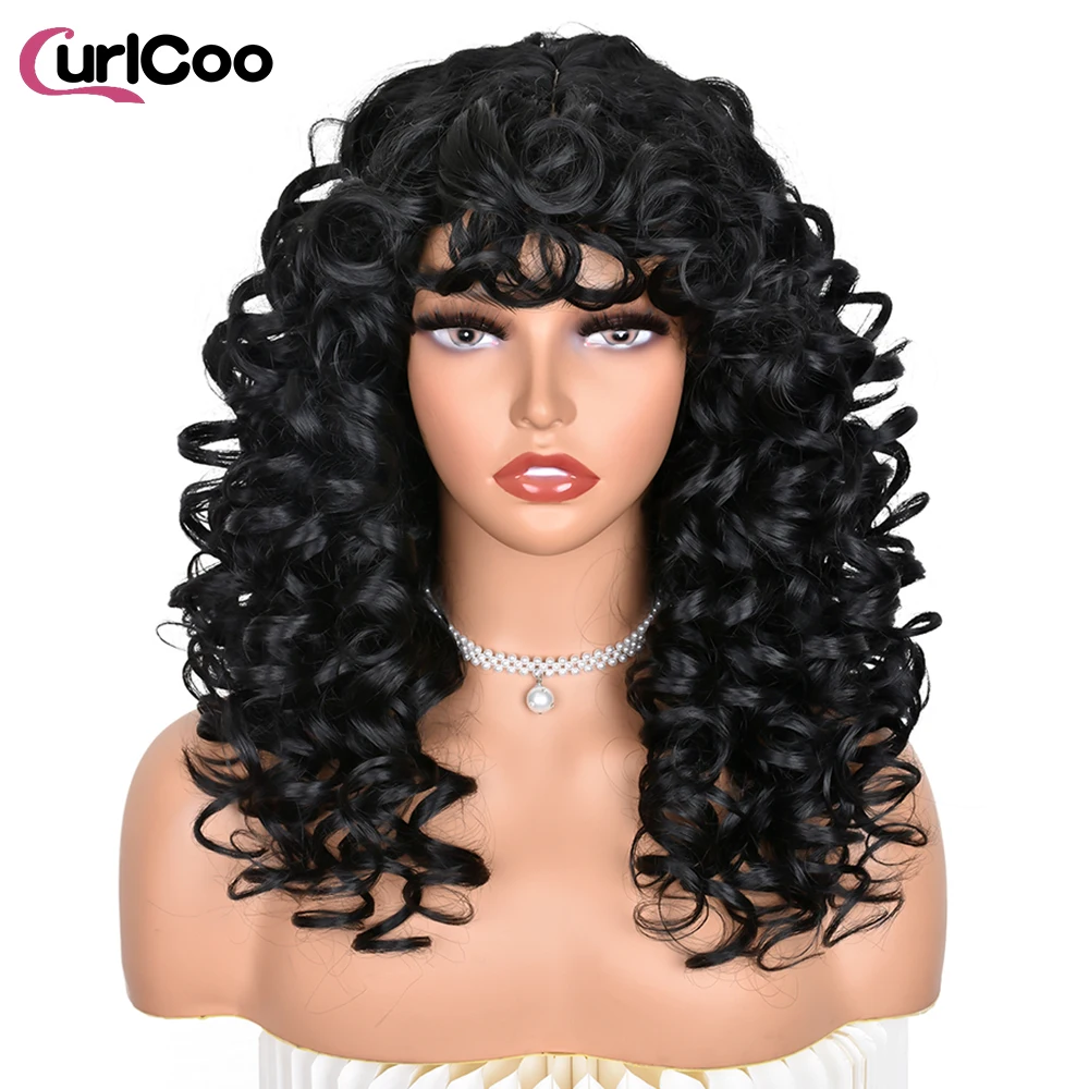 perucas encaracoladas vermelhas para as mulheres curto encaracolado afro peruca com franja grande bouncy fofo fibra sintética glueless cabelo para cosplay diário