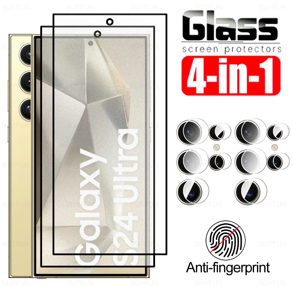 Vetro Opaco 4 In 1 Per Samsung Galaxy S24 Ultra Temperato Glas S24 + S 24 Plus S24Plus S24Ultra S 24 Ultra 5G Protezione Dello Schermo Dell'Obiettivo