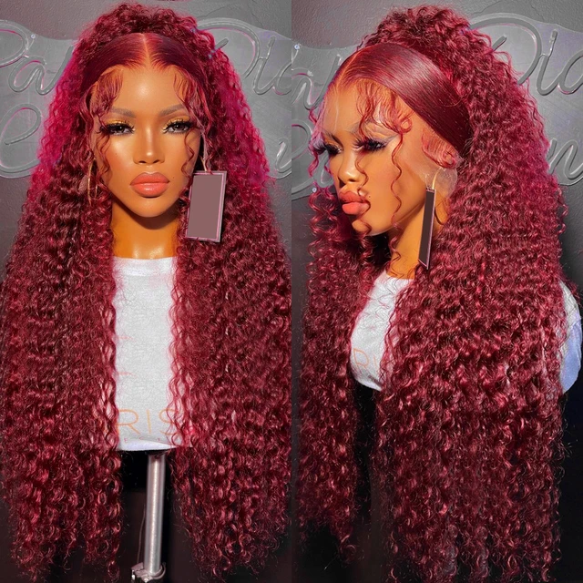IAMVIP 13x4 Hd Transparent Lace Front Wigs Human Hair For Black Women Deep Remy Human Hair 99j Burgundy Lace Wig Pre Plucked