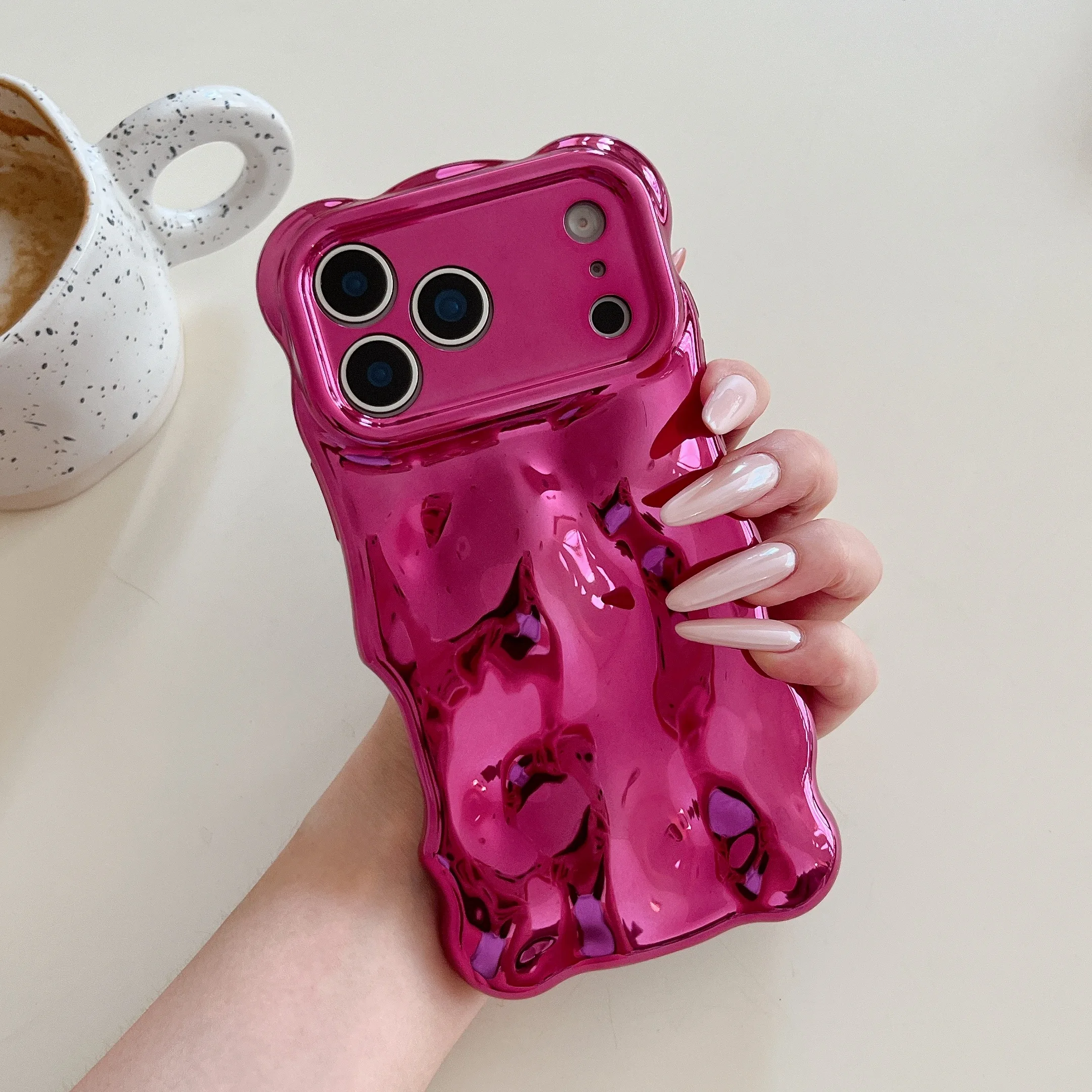 Glitter Glossy 3D Meteorite Wavy Plating Soft Case with Bubble Camera Protection