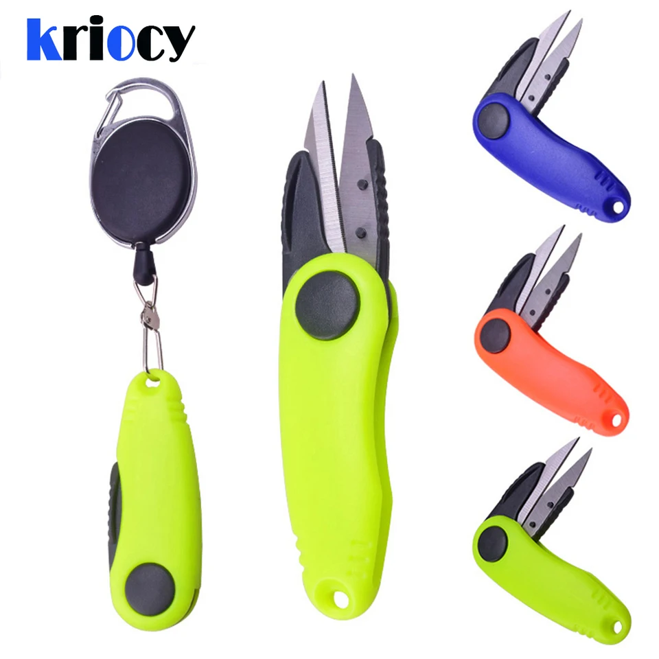 Small Scissors Foldable Fishing kit Shrimp-type Fishing Line Cutter Clipper  Nipper Hook Sharpener Fly Tying Tool Tackle Gear