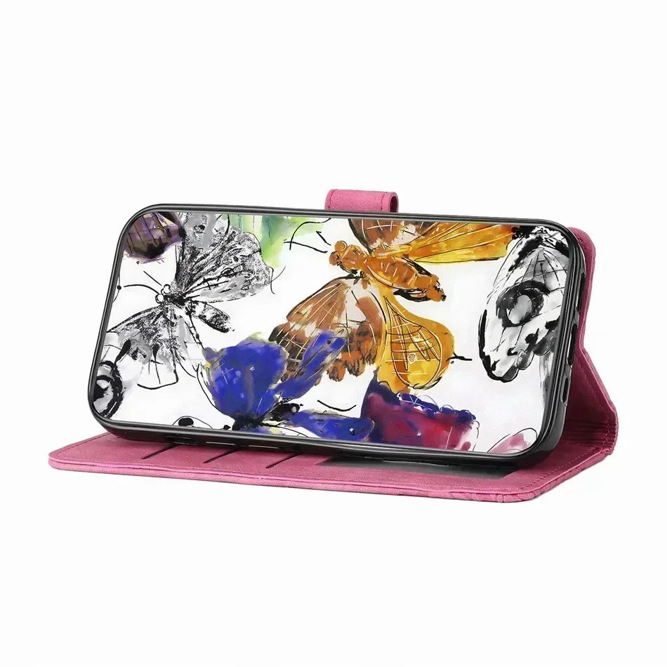 Charming Butterfly Design Phone Wallet Case - Stylish and Protective Cover
