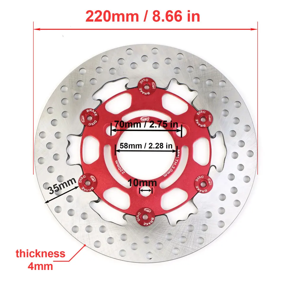 Disque de Frein Moto 220 * 55mm Universel 4 Trous en Alliage D'aluminium  Foating Disque