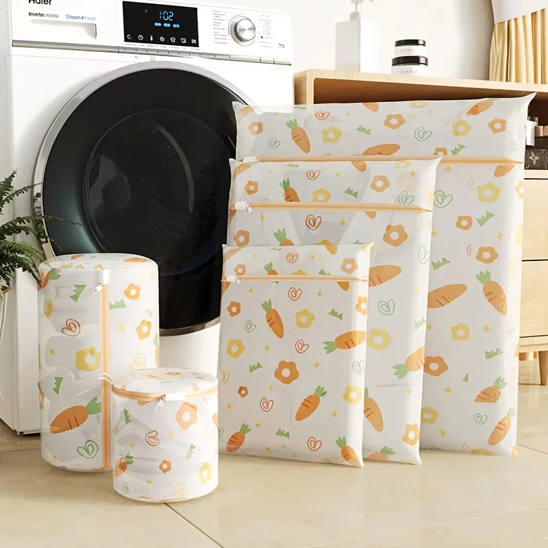 5PCS Cartoon Laundry Bag For Washing Machine Protecing Clothes Larger Cute Print Washing Bag Dirty Clothes Storage Bag 4