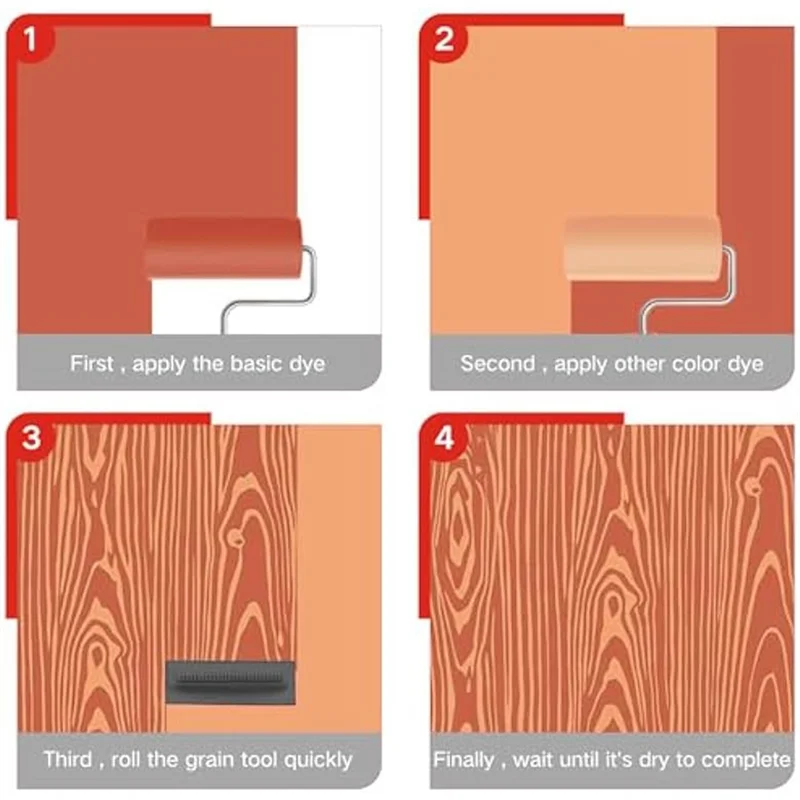 AA63 뜨거운 5Pcs 고무 나뭇결 롤러 도구 DIY 벽 바닥에 대 한 재사용 ..