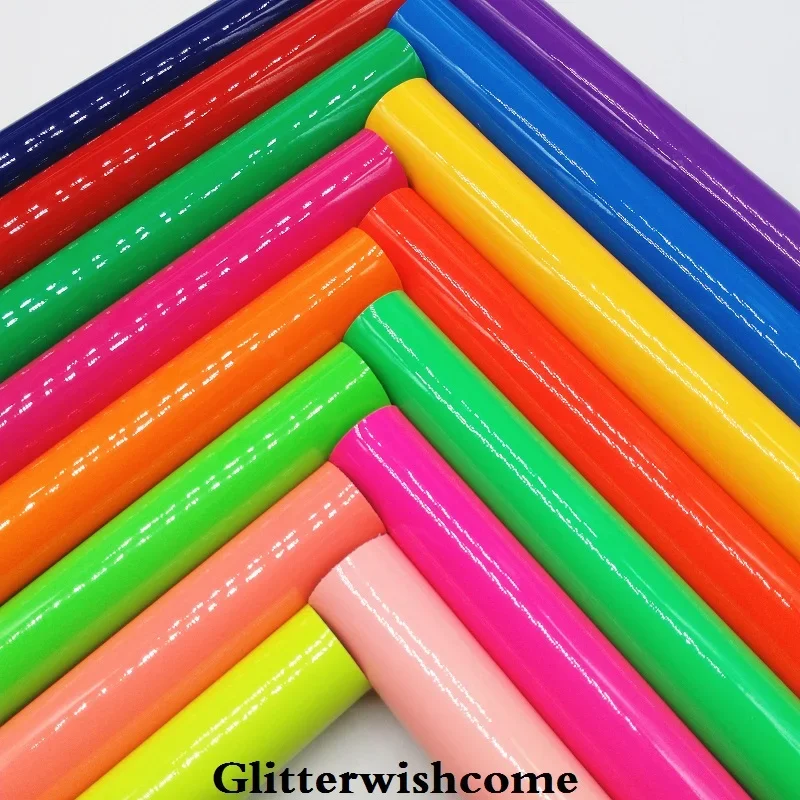 Description Picture 4 of itemGlitterwishcome 21X29CM A4 Size Neon Faux Leather Fabric, Synthetic Leather Sheets, Fluo PU leather Fabric for Bows, GM432A