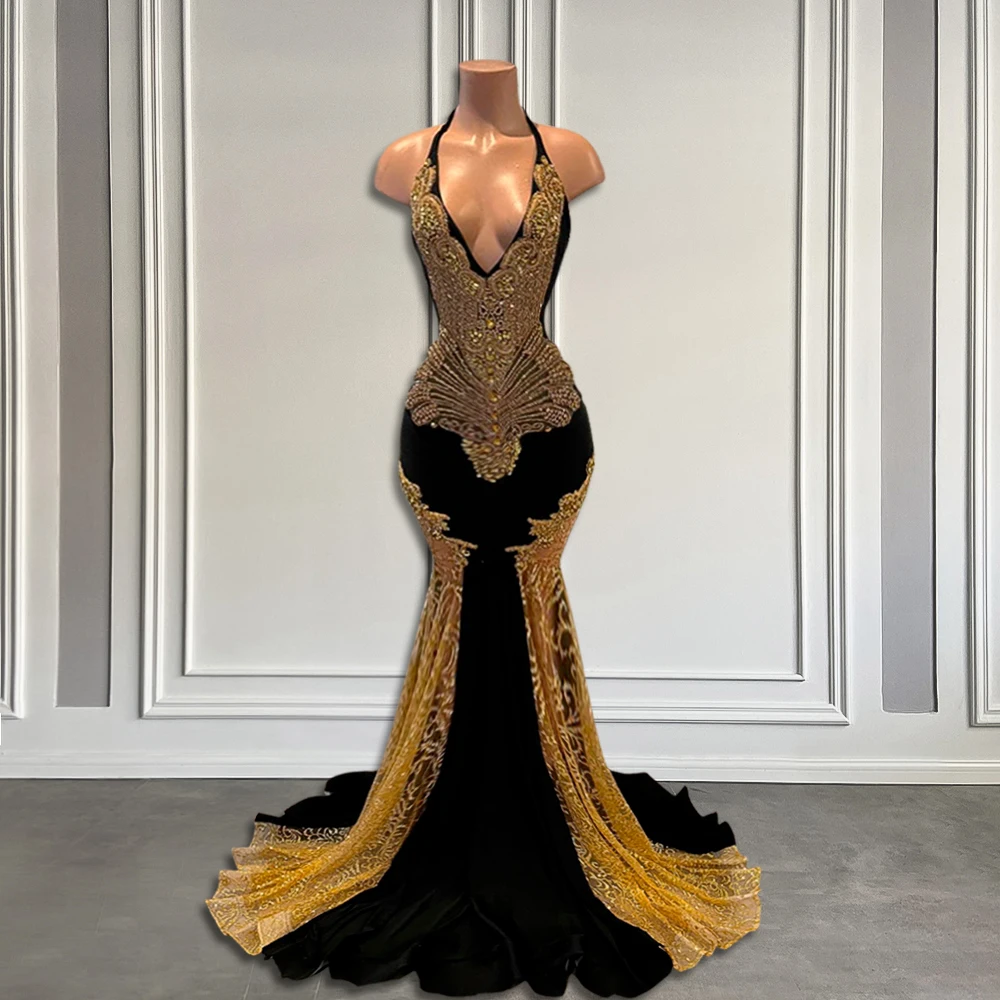 Sexy Mermaid Glitter Prom Dress Long Evening Gowns Black Women Formal Dresses Y4199