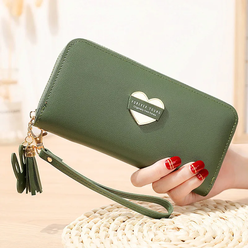 Wallets for Women Leather Cell Phone Case Holster Bag Long Slim Credit Card Holder Cute Minimalist Coin Purse Thin Large Capacity Zip Clutch Handbag