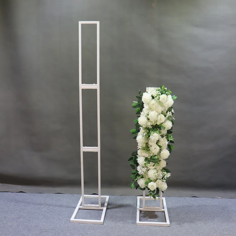 Wrought Iron White Double Tube Rectangular Rack Wedding Stage Background Flower Stand Balloon Stand Party Event Flower