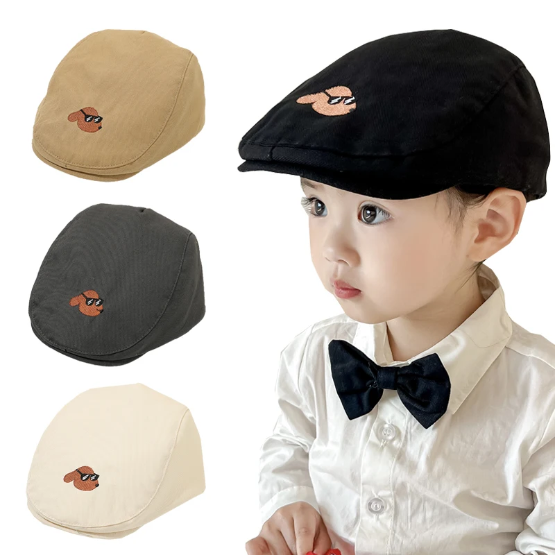 

Embroidery Baby Cap Cotton Kids Beret Hat Vintage Adjustable Children Hats for Girls Boys Accessories Infant Toddler Cap 1-5Y