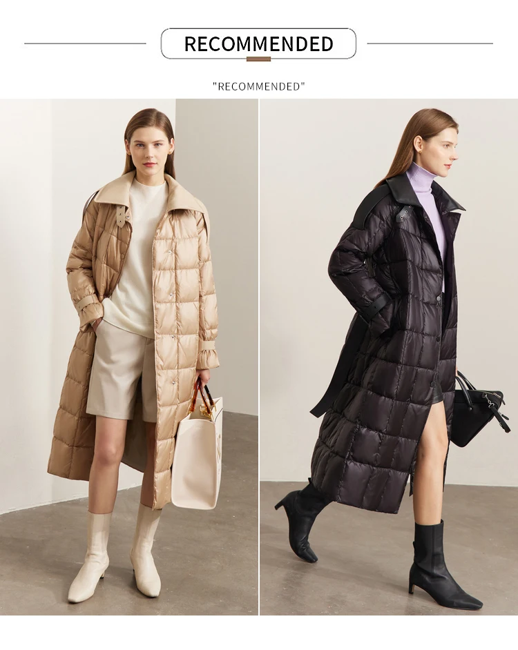AMII Minimalism Down Jacket Women 2022 Winter New Commuter Fashion Belt Design Solid Warm Antistatic Long Clothing Tops 12241180