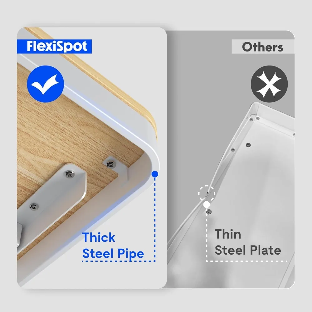 Comhar Electric Standing Desk with Drawers Charging USB A to C Port, Height Adjustable 48" Whole-Piece Home Office Computer Lap