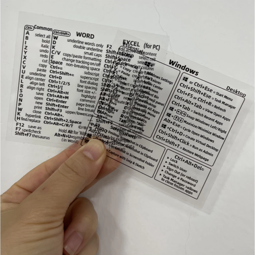 노트북용 데스크탑 편리한 소프트웨어 효율성, 전문가용 빠른 참조 가이드, 윈도우 워드 키보드 단축키 스티커, 2 개