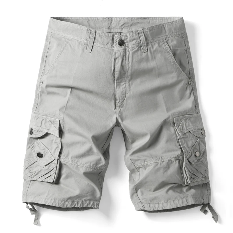 

New Summer Cotton Cargo Shorts Men Solid color Mens Casual Shorts Multiple Pockets Military Cargo Short Pants Man Plus Size 42