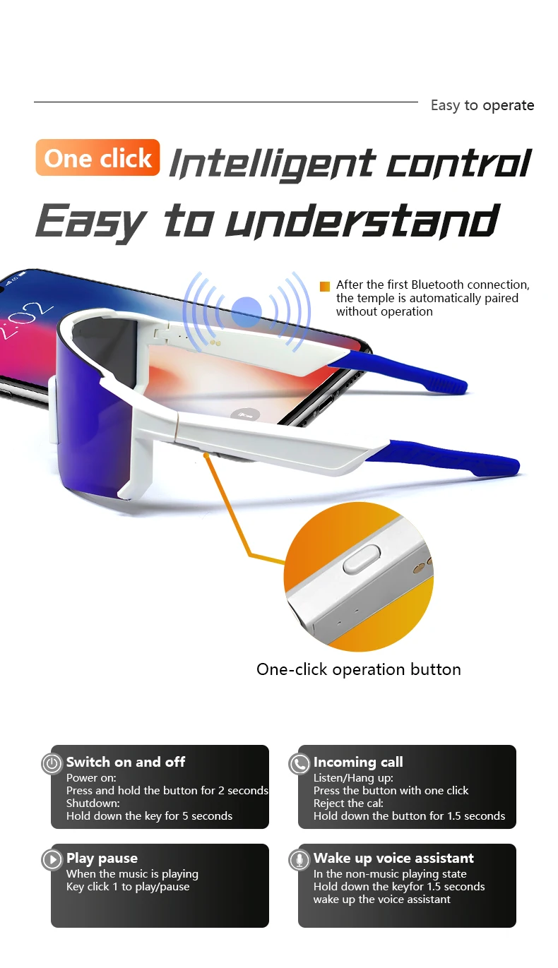 LIGE Ciclismo Sport all'aria aperta Bluetooth Chiamata Occhiali da sole intelligenti Occhiali da mountain bike Guida Arrampicata Strada Pesca Moto_voghion.com