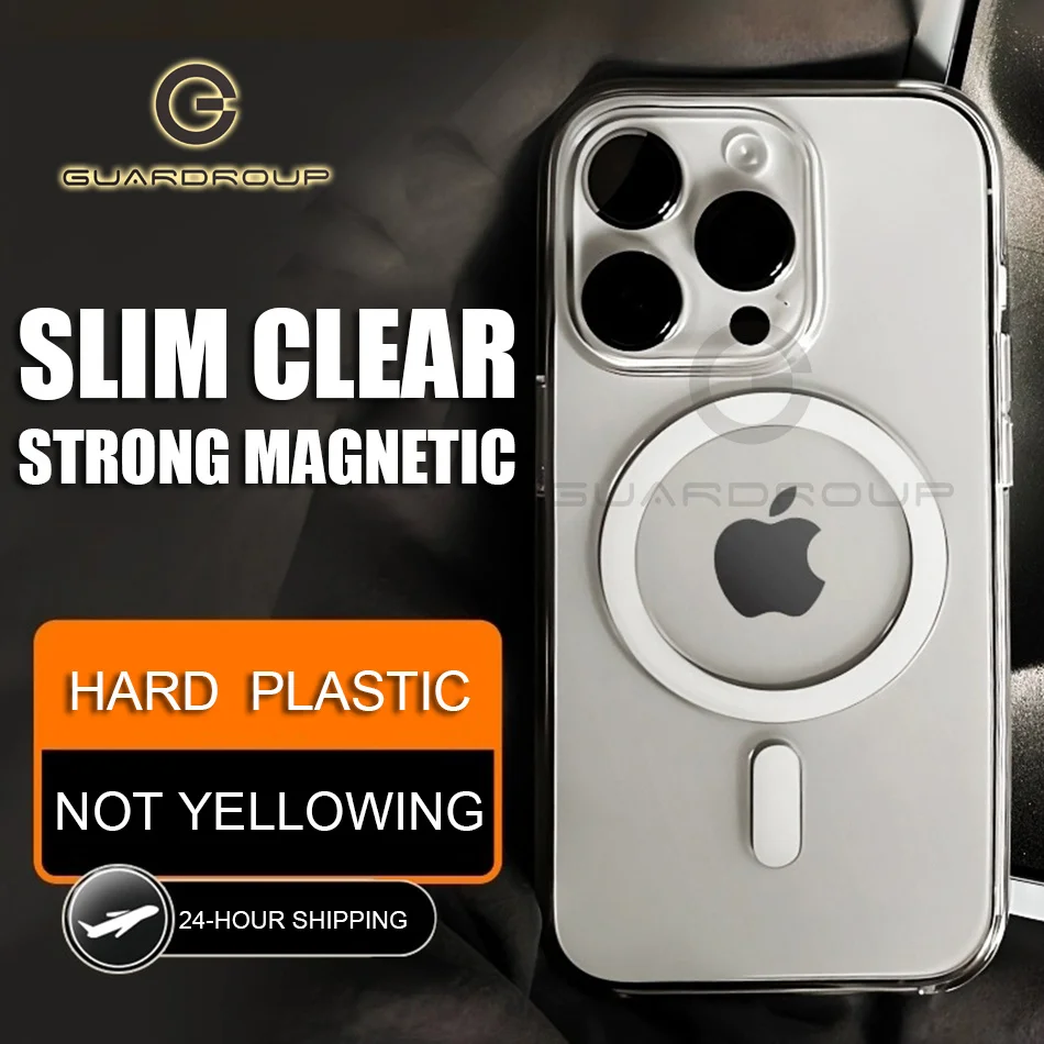 Ultra Thin Crystal Clear Magnetic Wireless Charging Case - Transparent Hard Back Cover